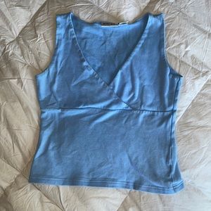 baby blue cross v-neck tank